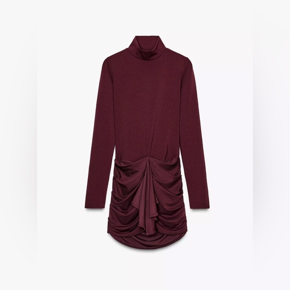 🔥🔥Zara  Burgundy Long-Sleeve Dress - Picture 4 of 5